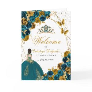 Teal & Gold Butterfly Quinceanera Program