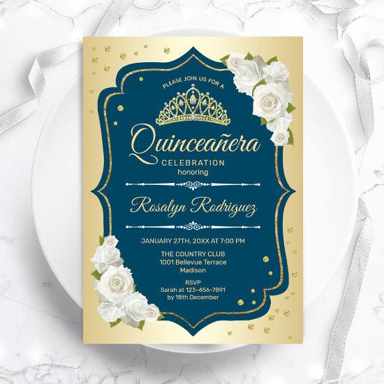 Teal Gold Elegant Quinceanera