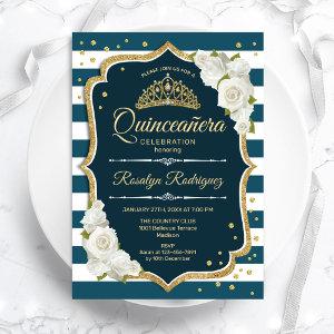 Teal Gold Elegant Quinceanera