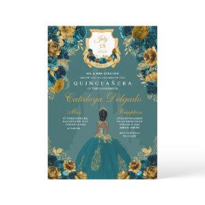 Teal & Gold Princess Castle Quinceañera