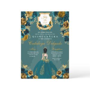 Teal & Gold Princess Castle Quinceañera