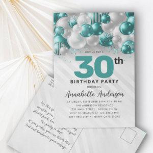 Teal Green Balloon Glitter Any Age Birthday  Postcard