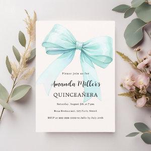 Teal green bow cream elegant Quinceanera
