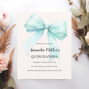 Teal green bow cream Quinceanera