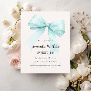 Teal green bow cream Sweet 16