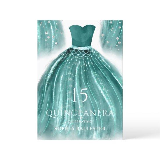 Teal Green Mermaid Dress Quinceanera Party