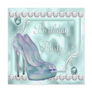 Teal Lavender Purple High Heel Shoe Birthday Party