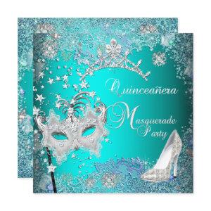Teal Masquerade Quinceanera 15th Party Tiara Shoe