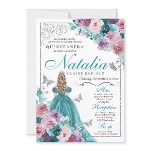 Teal & Mauve Ocean Sunset Princess Quinceanera