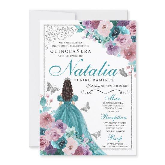 Teal & Mauve Ocean Sunset Princess Quinceanera