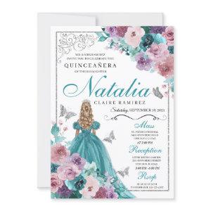 Teal & Mauve Ocean Sunset Princess Quinceanera