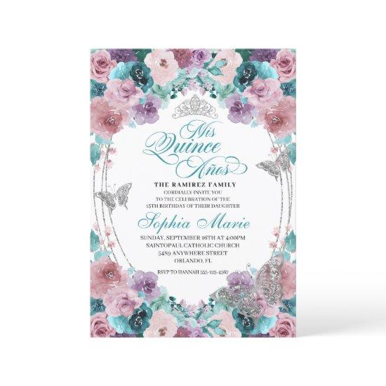 Teal & Mauve Ocean Sunset Tiara Quinceanera