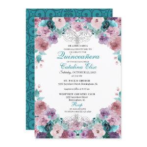 Teal & Mauve Sunset Quinceanera Birthday
