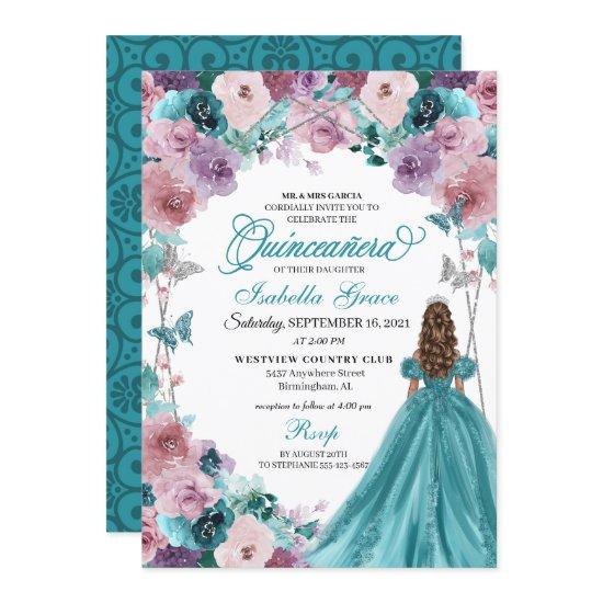 Teal & Mauve Sunset Quinceanera Princess