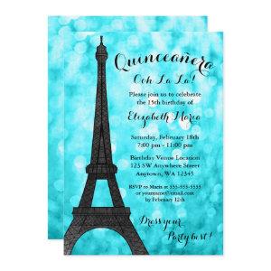 Teal Paris Bokeh Glitter Lights Quinceañera