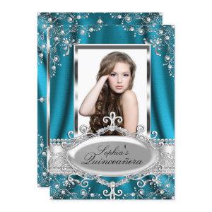 Teal Pearl Silk Vintage Glamour Quinceanera