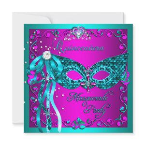 Teal Pink Masquerade Quinceanera Party
