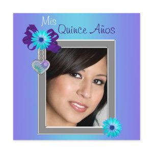 Teal Purple Daisy Photo Quinceanera