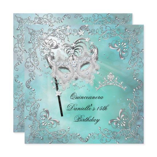 Teal Quinceanera 15th Birthday Tiara Masquerade