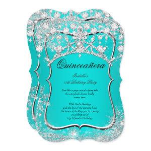Teal Quinceanera 15th Winter Wonderland Silver