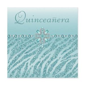 Teal Quinceanera Printed Jewels & Zebra Glitter