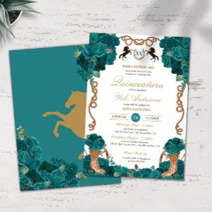 Teal Rose Country Western Charro Quinceanera