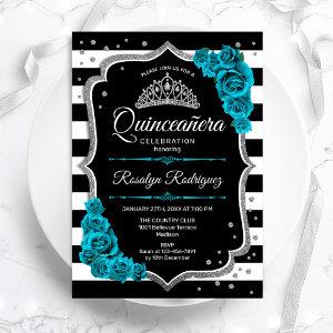 Teal Silver Black Elegant Quinceanera