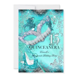 Teal Silver Masquerade Quinceanera Birthday