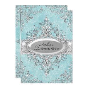 Teal & Silver Pearl Vintage Glamour Quinceanera