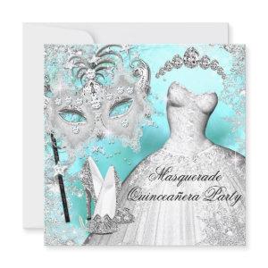 Teal & Silver Princess Quinceanera Masquerade