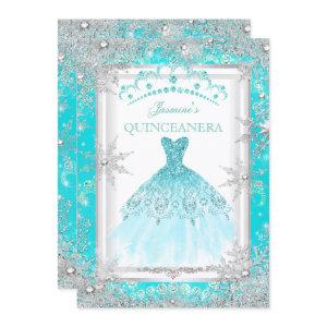 Teal Silver Winter Wonderland Quinceanera Party