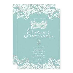 Teal Turquoise Lace Masquerade 15th Quinceañera