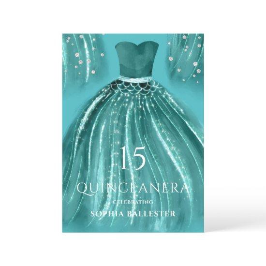 Teal Under the Sea Mermaid Dress Quinceanera