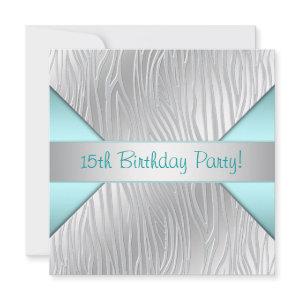 Teal Zebra Elegant 15th Birthday