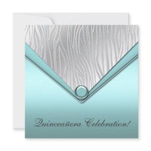 Teal Zebra Quinceanera 15th Birthday