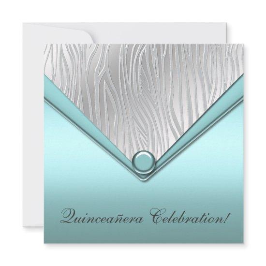 Teal Zebra Quinceanera 15th Birthday