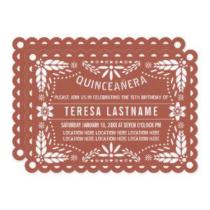 Terracotta and white papel picado Quinceañera