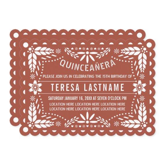 Terracotta and white papel picado Quinceañera