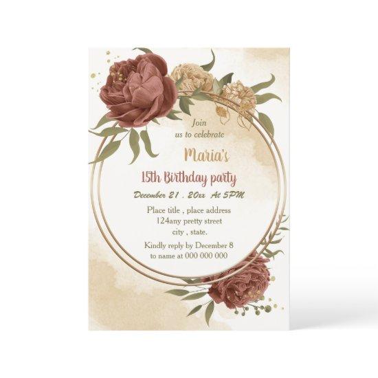 terracotta earthy floral greenery birthday party