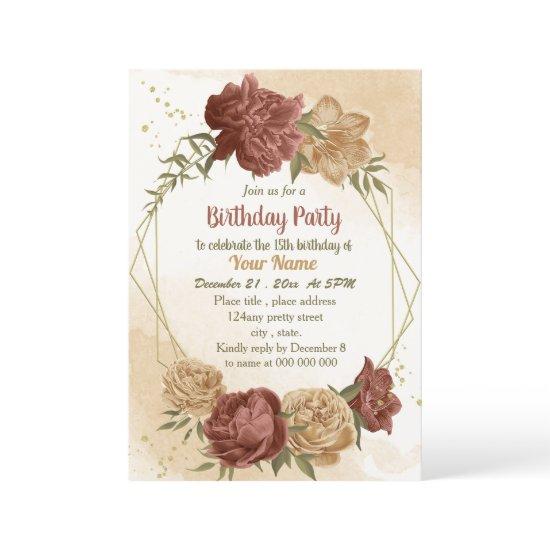 terracotta earthy floral greenery birthday party