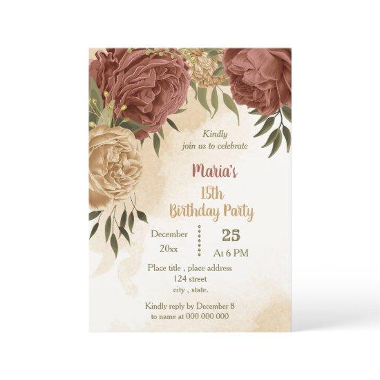 terracotta earthy floral greenery birthday party