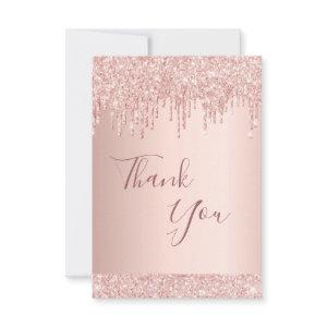 Thank you card birthday rose gold glitter drips
