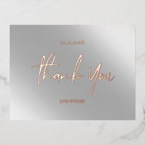 Thank You Cards Real Foil Pink Silver