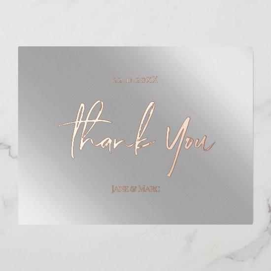 Thank You Cards Real Foil Pink Silver