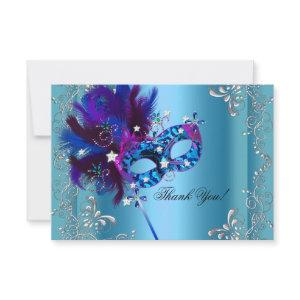 Thank You Quinceanera Party Masquerade Blue