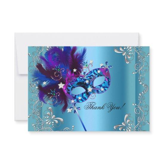 Thank You Quinceanera Party Masquerade Blue