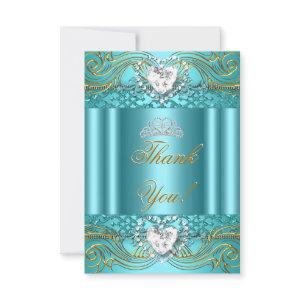 Thank You Teal Blue Gold Quinceanera