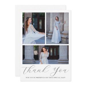 Three Photo Quinceanera Blue Floral Script