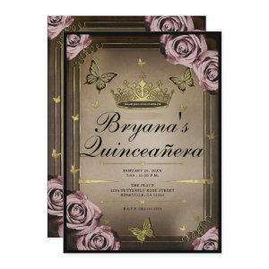 Tiara Butterflies Pale Pink Roses Quinceañera