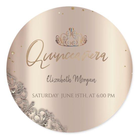 Tiara Diamonds Cooper Quinceañera Classic Round Sticker